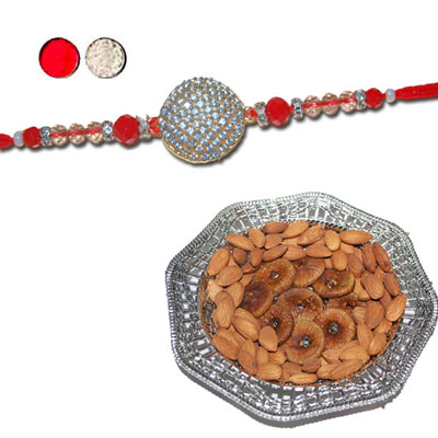 "RAKHIS -AD 4170 A (Single Rakhi), Dryfruit Thali - RD900 - Click here to View more details about this Product